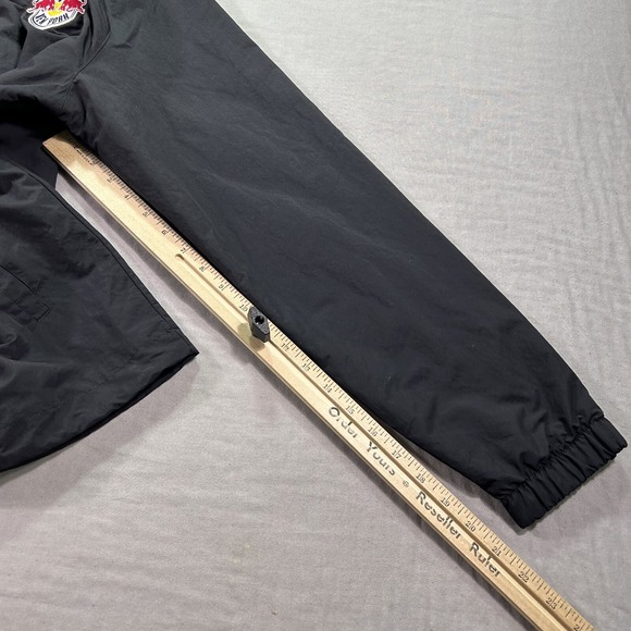 Adidas New York Red Bulls Jacket Mens Medium Black Button Up Sideline Coaches - Picture 9 of 13